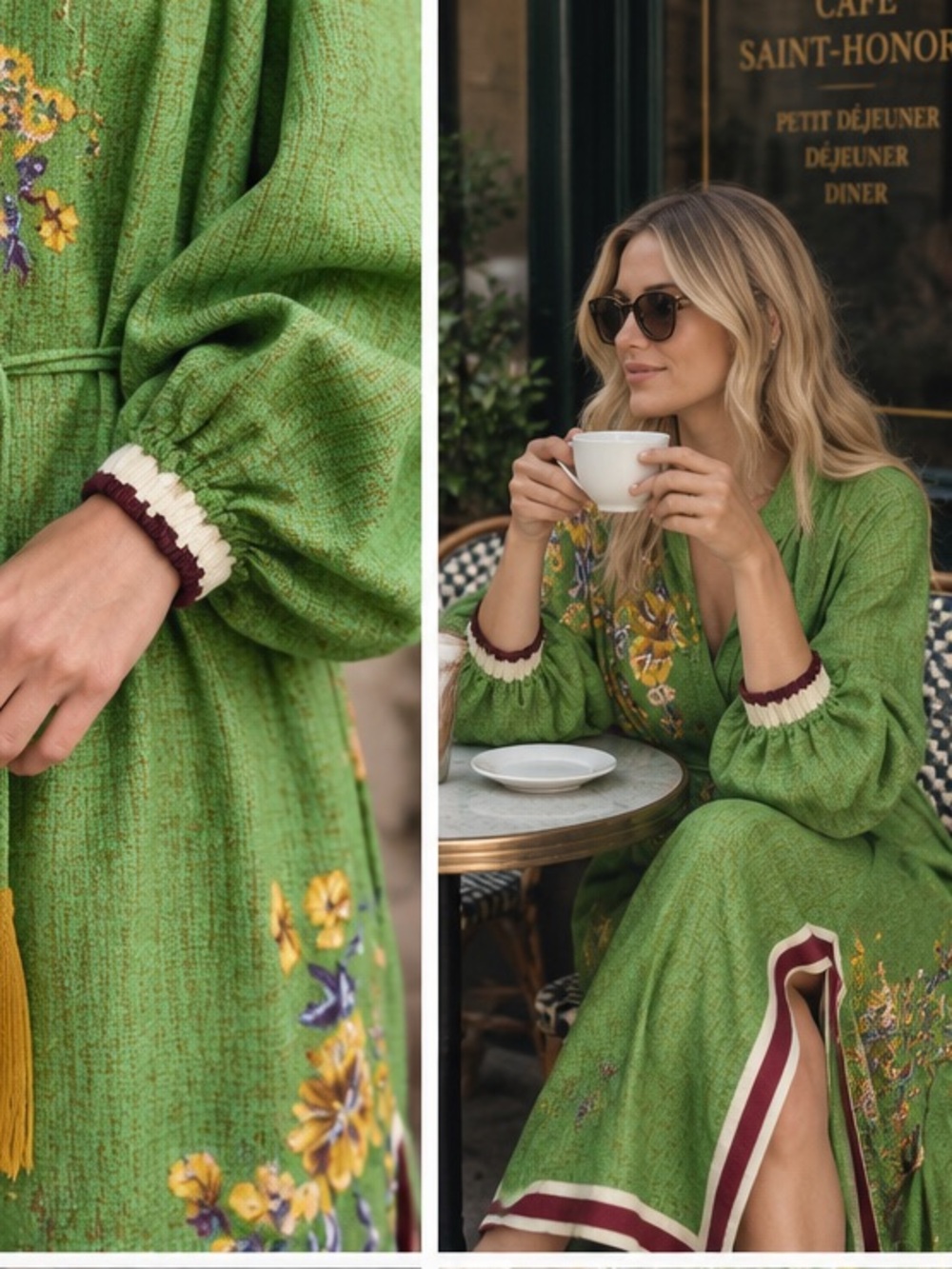 Alemais Green Floral midi Dress with Tassel Tie - Picture 4 of 8
